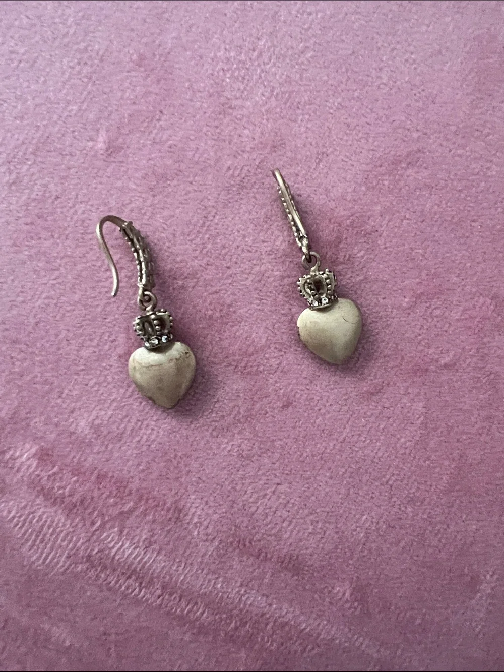 Juicy Couture Gold-Tone Crystal Heart Crown Drop Earrings